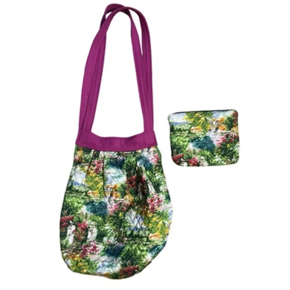 Handmade Shoulder Bag‎ Womens Large Multicolor Floral Quilted Cotton Tote Pouch